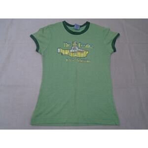 Vintage 2004 Beatles Yellow Submarine T Shirt Green Ringer Graphic Size Small